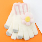 Перчатки для детей для сенсорного телефона с цветочком (арт. 22-25-49) XS белый