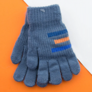 Перчатки для мальчиков с цветными полосками (арт. 22-7-40) XS голубой