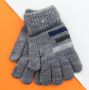 Перчатки для мальчиков с цветными полосками (арт. 22-7-40) XS серый