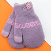 Детские двойные перчатки зимние с надписью SWEET (арт. 22-7-41) XS фиолетовый