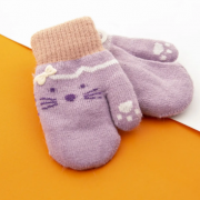 Перчатки для малышей зимние двойные с котиками (арт. 22-7-42) XS фиолетовый