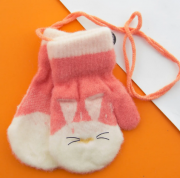 Перчатки для малышей зимние на веревочке с зайкой (арт. 22-25-38) XS розовый