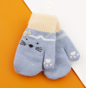 Перчатки для малышей зимние двойные с котиками (арт. 22-7-42) XS голубой
