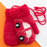 Перчатки для малышей зимние на веревочке с машинкой (арт. 22-25-41) XS красный