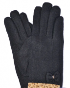 Женские кашемировые перчатки на плюше - F15-8 S  черный.