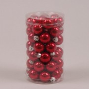 Шарики стеклянные 2,5 см. красные (48 шт.) Flora 44517