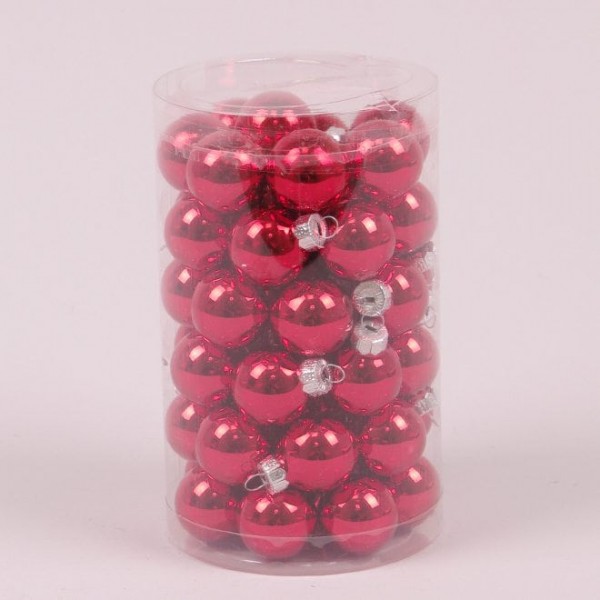 Кульки скляні 2,5 см. червоні глянсові (48 шт.) Flora 44532