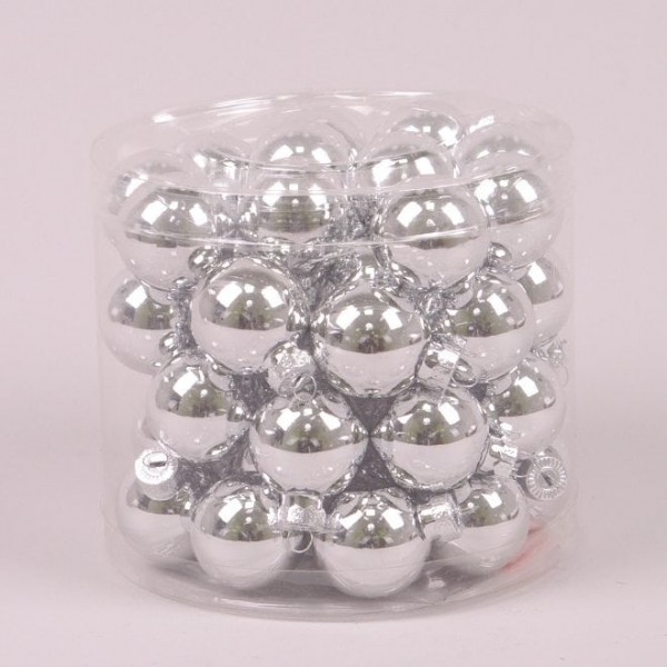 Кульки скляні 3 см. срібні глянсові (45 шт.) Flora 44555