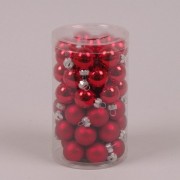Шарики стеклянные 2,5 см. красные (48 шт.) Flora 44516