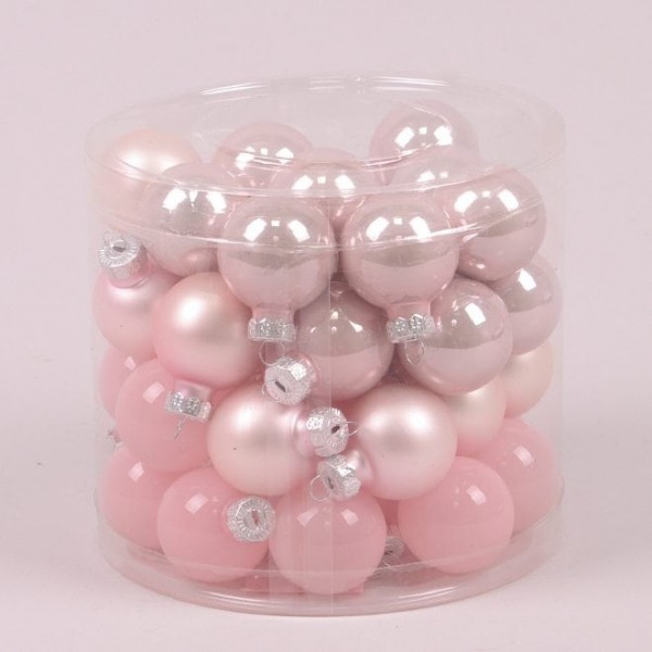 Кульки скляні 3 см. рожеві мікс (45 шт.)  Flora 44554