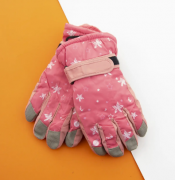 Перчатки болоневые подростковые на липучке со звездами (арт. 22-12-46) L розовый