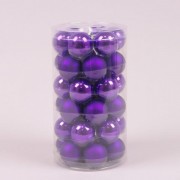 Шарики стеклянные 3,8 см. фиолетовые (36 шт.) Flora 44503