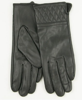 Жіночі рукавички з екошкіри на плюше № 19-23-1/5 S чорний