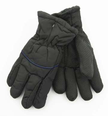 Підліткові болоньєві рукавички з хутром на гумці (арт. 22-16-7) L чорний