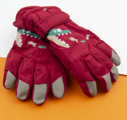 Перчатки болоневые лыжные на липучке с крокодилами (арт. 22-12-42) XL красный