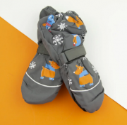 Перчатки болоневые  лыжные для детей на липучке с оленями (арт. 22-12-51)  XS  серый
