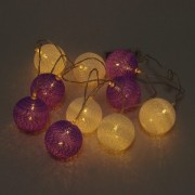 Гирлянда Хлопковые шарики бело-фиолетовая D-6 см. Flora 9040