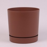 Горшок пластмассовый с подставкой Flora  коричневый 18см.93330