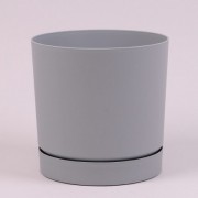 Горшок пластмассовый с подставкой Flora  светло-серый 13см.93315
