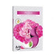 Свеча чайная таблетка ароматическая Flora Пионы D-3,9 см. 6 шт. 27654