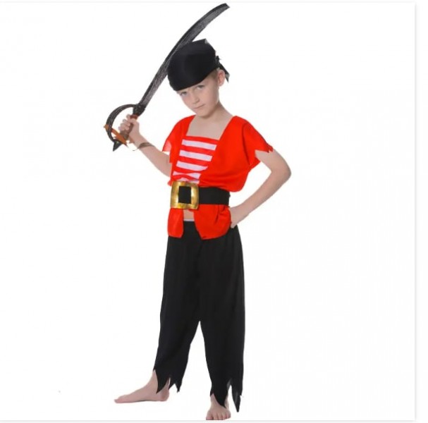 Дитячий карнавальний костюм пірат для хлопчика, рост 92-104см, чорний , devi, поліестер (cc551a)