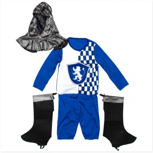 Дитячий карнавальний костюм лицар, зростання 92-104 см, синій, віскоза, поліестер devi(091032a)