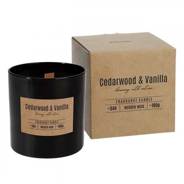 Свеча ароматическая с деревянным фитилем Flora Cedarwood & Vanilla 27578
