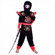 Детский карнавальный костюм ниндзя, рост 92-104 см, черный, вискоза, полиэстер  Devi (EE208А)