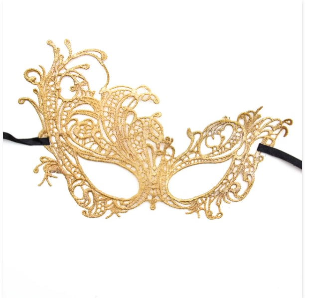 Карнавальна маска, 24x14 см, пластик, текстиль, світло-золотистий devi (462629)