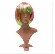 парик карнавальный, 48-50 см, салатовый с розовым, синтетическое волокно devi (461929)