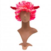 карнавальный розовый парик с рожками, 48-50 см, синтетическое волокно devi (460731)