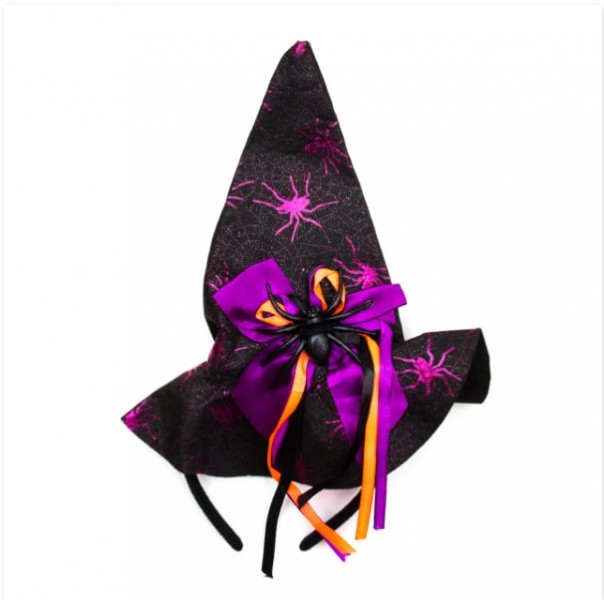 карнавальная шляпа-ободок паук, черный, фиолетовый, фетр devi (513283-2)