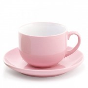 Чашка керамическая с блюдцем Яркий микс 0.25 л. розовая Flora 32167