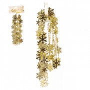 Гирлянда новогодняя Снежинки 2,7м. золотая Flora 43168