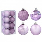 Набор пластиковых фиолетовых новогодних шаров 16 шт. D-5 см. Flora 43128