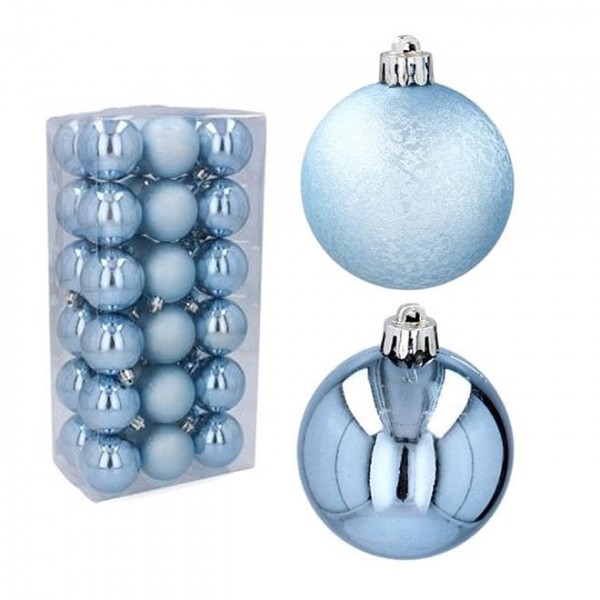 Набір пластикових синіх новорічних кульок 36 шт. D-5 см. Flora 43111