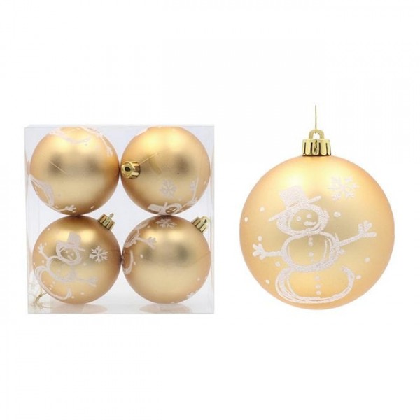 Набір пластикових золотих новорічних кульок 4 шт. D-8 см. Flora 43154
