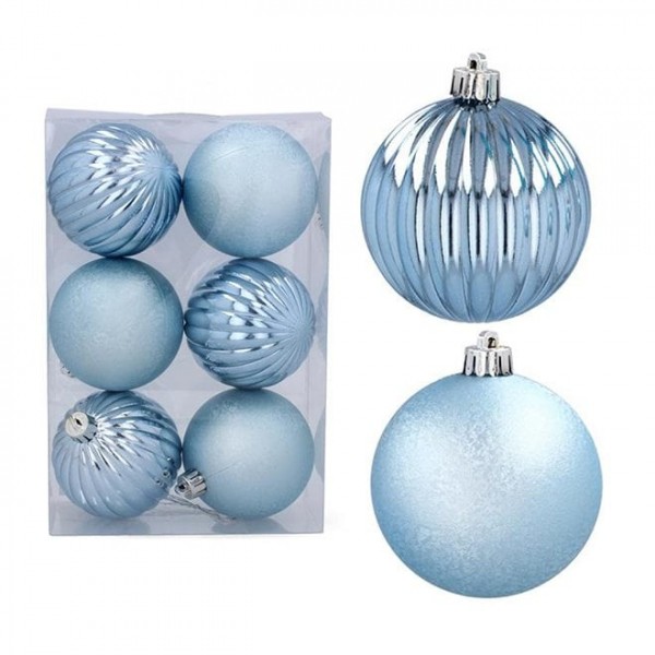 Набір пластикових синіх новорічних кульок 6 шт. D-7 см. Flora 43162