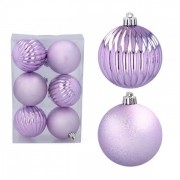 Набор пластиковых фиолетовых новогодних шаров 6 шт. D-7 см. Flora 43163
