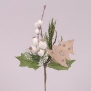 Веточка новогодняя с белыми ягодками  Flora 75944