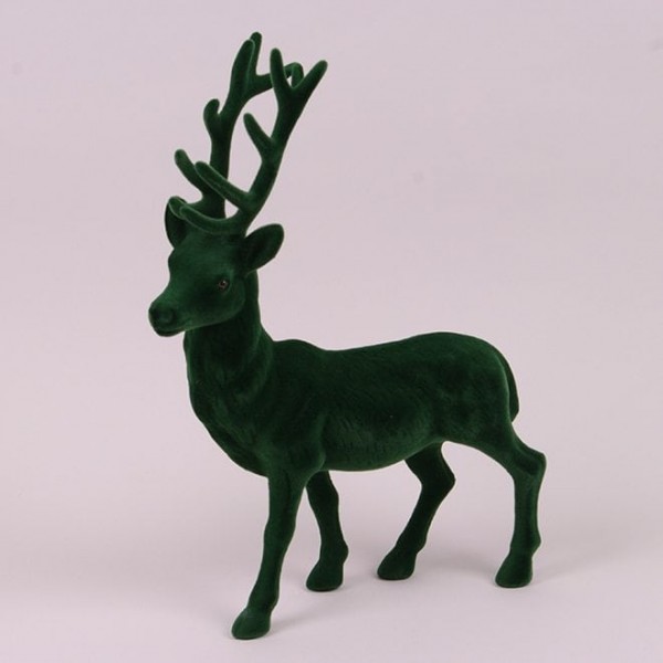 Фігурка новорічна Олень флок зелений 39 см. Flora 21283