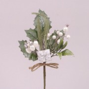 Веточка новогодняя с белыми ягодками Flora 75901