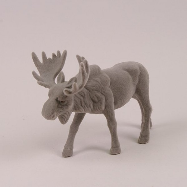 Фігурка новорічна Лось флок сірий 20 см. Flora 21680
