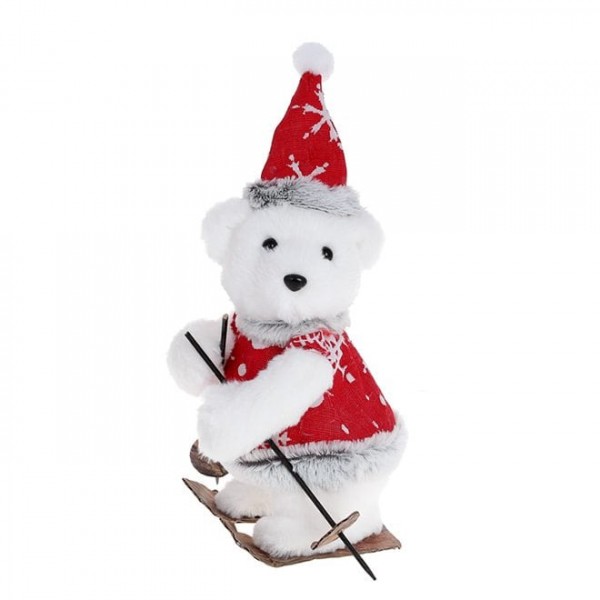 Фігурка новорічна Ведмедик на лижах 34 см. Flora 12883