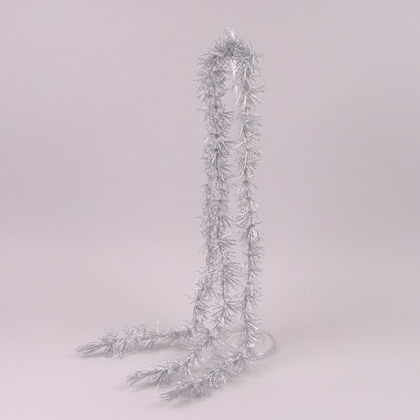 Ветка новогодняя свисающая серебряная 85 см. Flora  75702