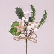 Гілочка новорічна з білими ягідками Flora 75948