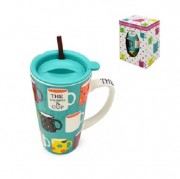 Чашка с крышкой и трубочкой MMS-TL00091 Colorful cup, 550мл, бирюзовый