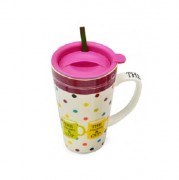 Чашка з кришкою та трубочкою MMS-TL00091 Colorful cup, 550мл, рожевий