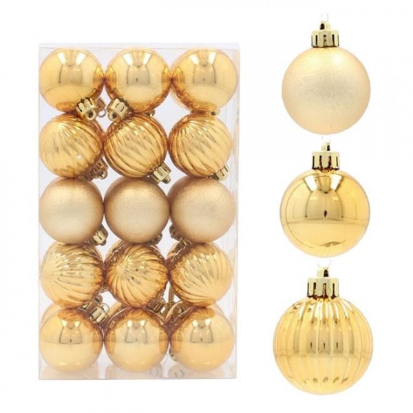 Набір пластикових золотих новорічних кульок 30 шт. D-4 см. Flora 43028