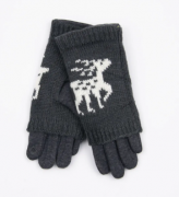 Подростковые трикотажные стрейчевые перчатки с оленями (арт.18-1-33) S темно-серый